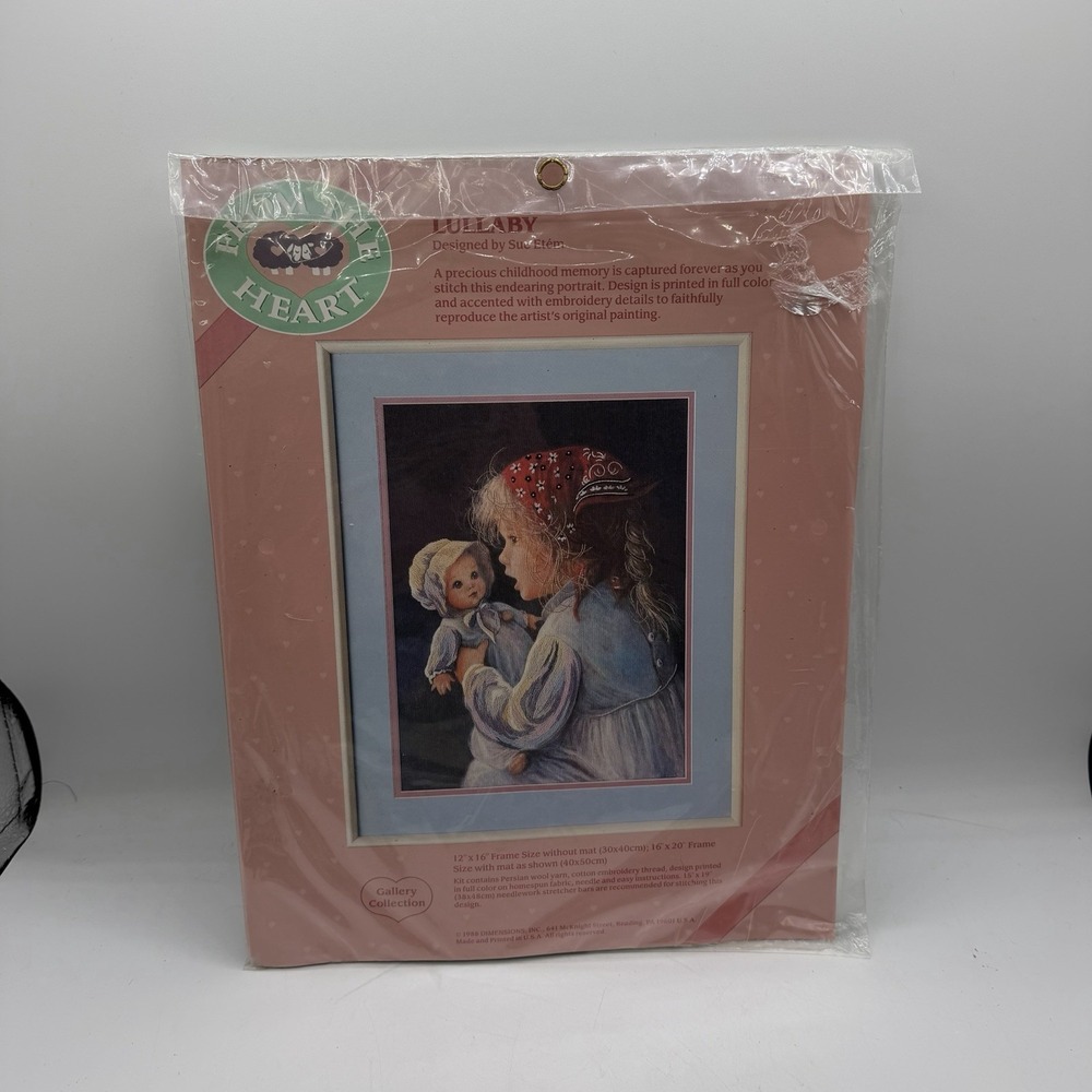 Vintage 1988 From The Heart Lullaby Toddler Doll Girl Child Crewel Kit #51031